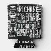 cool & modern zwart & wit Naam Typografie Blikjeskoeler (Achterkant)