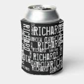 cool & modern zwart & wit Naam Typografie Blikjeskoeler (Blikje Achterkant)