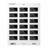 Cool Modern Zwart & Wit Retouradres Etiket (Full Sheet)