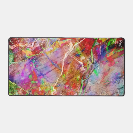 Cool Moderne Abstracte Marmeren Kleurrijke Neon In Bureaumat (Voorkant)