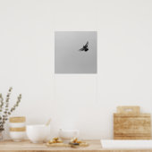 Cool Moderne B&W-vliegende vogel, eenvoudig modern Poster (Keuken)