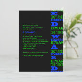 Cool Moderne Bar Mitzvah Invitation Black Blue (Debout devant)