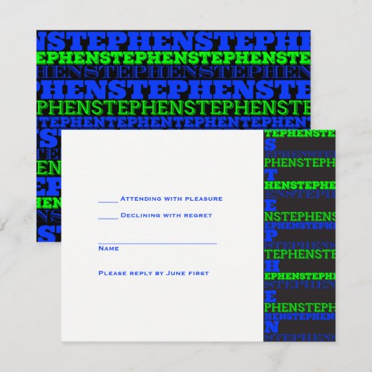 Cool Moderne Bar Mitzvah RSVP Stephen (Devant / Derrière)