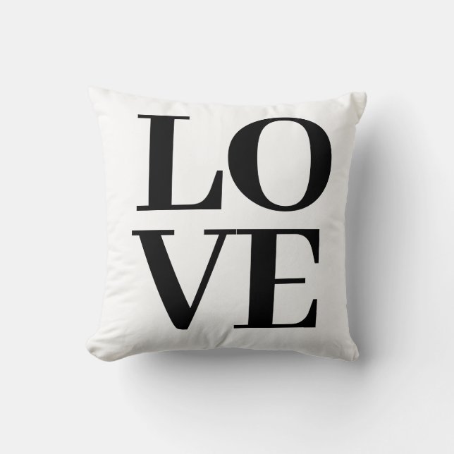 Cool Moderne Blanc Noir Amour Jeu Oreiller (Recto)