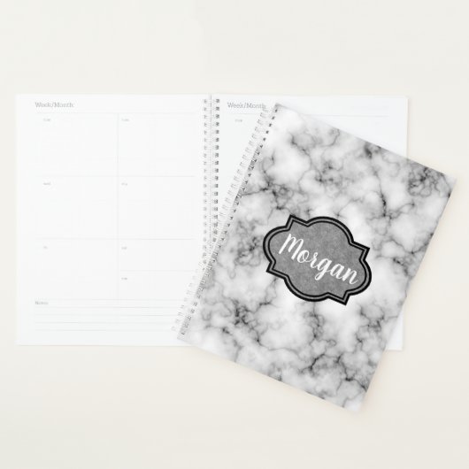 Cool moderne classique Marbre blanc Motif Monogram (Devant avec enveloppe)
