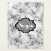 Cool moderne classique Marbre blanc Motif Monogram (Devant)