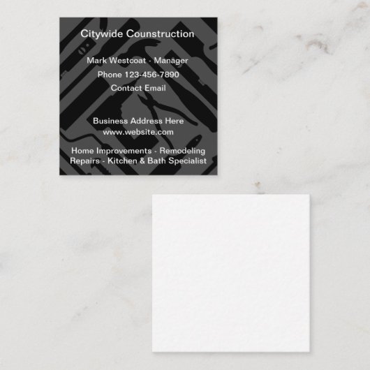 Cool Moderne Construction Thème Cartes de visite (Devant / Derrière)