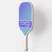 Cool Moderne Dubbele Initialen Gradiënt Paars Blau Pickleball Paddle (Links)