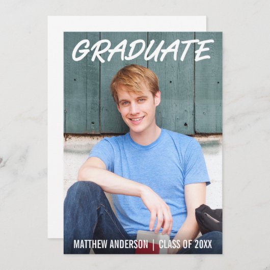 Cool moderne Faire-part de diplôme Photo WT (Devant / Derrière)