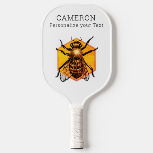 Cool Moderne Honey Bee Logo White - gepersonalisee Pickleball Paddle (Voorkant)