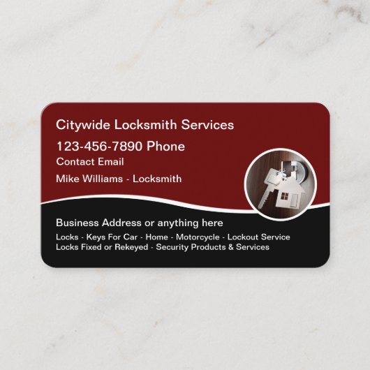 Cool Moderne Locksmith Cartes de visite (Devant)