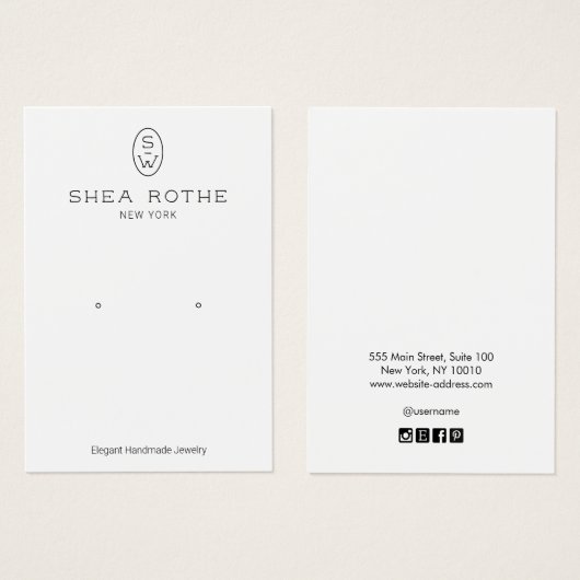 Cool moderne Monogramme blanc Écouter carte d'affi (Devant & derrière)