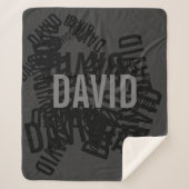 Cool moderne naamcollage in zwart & grijs sherpa deken (Voorkant)