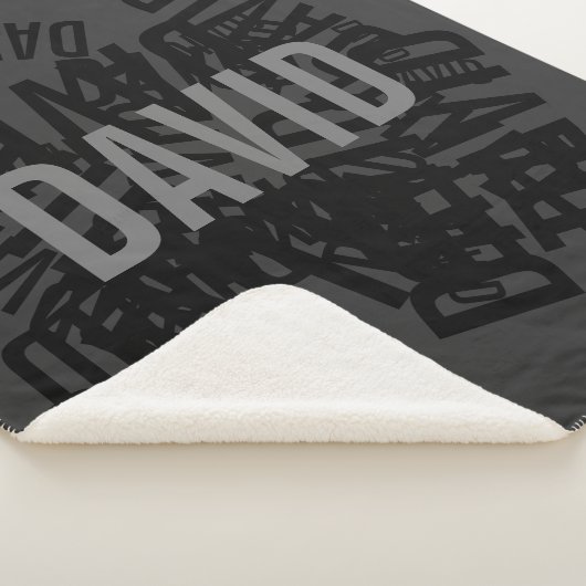 Cool moderne naamcollage in zwart & grijs sherpa deken (3/4)