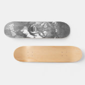 Cool moderne noir blanc aquarelle loup skateboard (Horz)