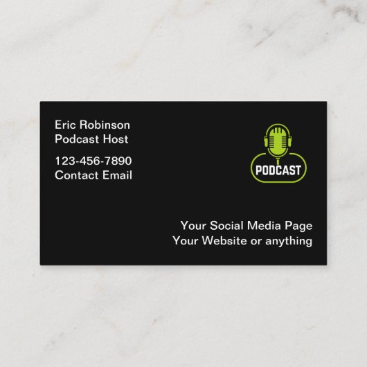 Cool Moderne Podcast Microphone Carte de visite (Dos)
