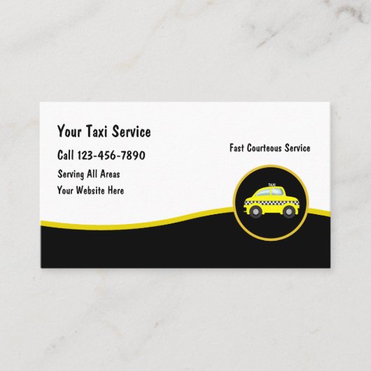 Cool moderne Taxicab chauffeur Cartes de visite (Devant)