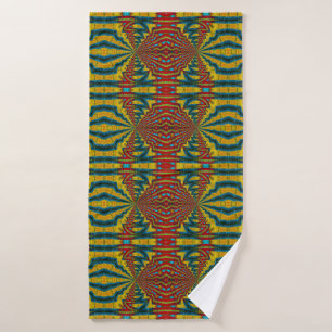 Cool Modieus Blauw Rood Geel Vintage Stammen Etnis Badhanddoek