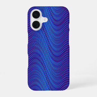 Cool moiré-effect abstract blauw psychedelische tr iPhone 16 hoesje