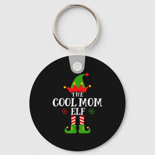Cool Mom Elf Funny Matching Family Christmas Pajam Sleutelhanger (Voorkant)