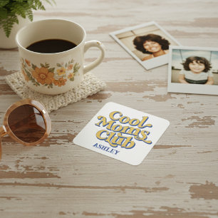 Cool Moms Club Klassieke Moederschap Retro Tekst S Vierkante Sticker