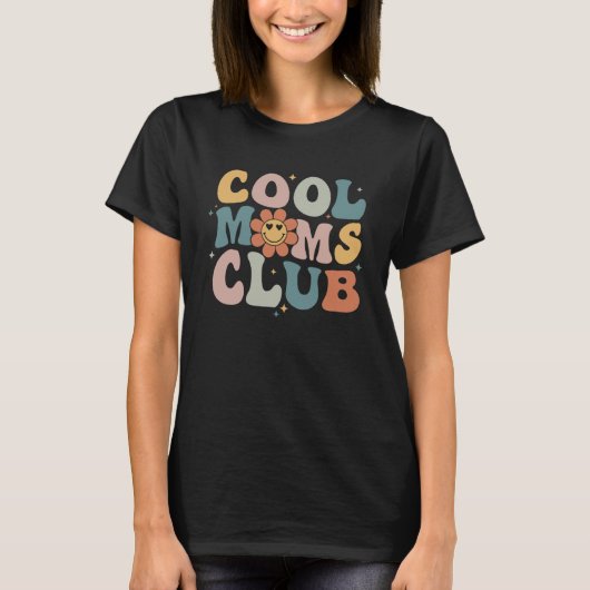 Cool Moms Club Moederdag Groovy Retro Beste Mam T-shirt (Voorkant)