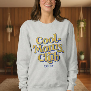 Cool Moms Club Retro Blauw Geel Tekst Stijl Ontwer Trui