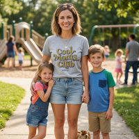 Cool Moms Club Stout Moederschap Blauw Geel Tekst