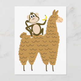 Cool Monkey Riding a Llama Briefkaart