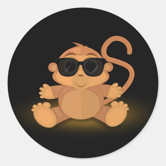 Cool Monkey Ronde Sticker (Voorkant)