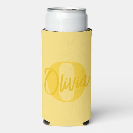 Cool Monochrome Geel Trendy Script Monogram Bier (Seltzer Voorkant)