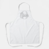 Cool Monochrome Wit Grijs Modern Script Monogram Schort (Voorkant)