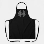 Cool Monochrome Zwart Grijs Modern Script Monogram Schort (Voorkant)