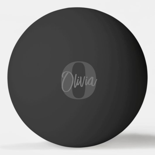 Cool Monochrome Zwart Modern Script Monogram Bier Pingpongballen (Achterkant)