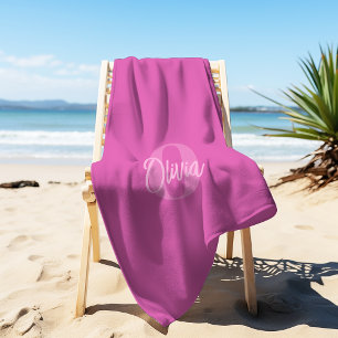 Cool Monochroom Roze Trendy Script Monogram Strandlaken