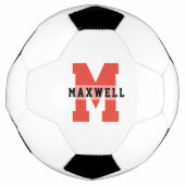Cool Monogram Aangepaste naam Classic Red Black Voetbal (Voorkant)