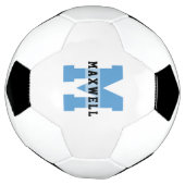 Cool Monogram Aangepaste naam Klassiek Licht Blauw Voetbal (Gedraaid)
