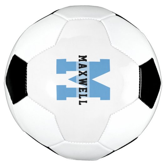 Cool Monogram Aangepaste naam Klassiek Licht Blauw Voetbal (Gedraaid)