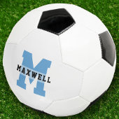 Cool Monogram Aangepaste naam Klassiek Licht Blauw Voetbal