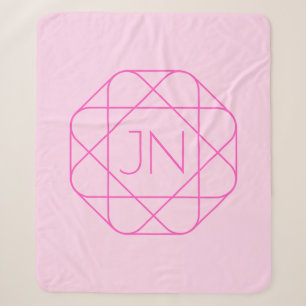 Cool Monogram, Hip Logo Stijl Roze & Magenta Sherpa Deken