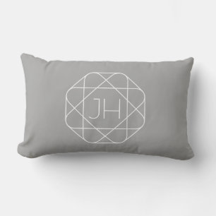 Cool Monogram, Hip Logo Stijl Vibe Grijs & Wit Kussen