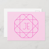 Cool Monogram, Hip Logo Style | Roze en magenta Briefkaart (Voorkant / Achterkant)