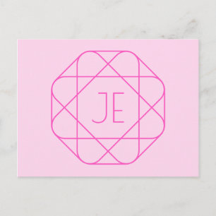 Cool Monogram, Hip Logo Style   Roze en magenta Briefkaart