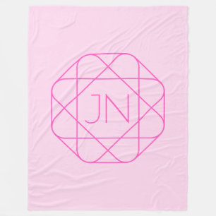 Cool Monogram, Hip Logo Style Roze en magenta Fleece Deken