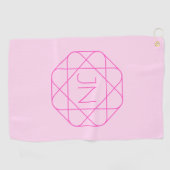 Cool Monogram, Hip Logo Style | Roze en magenta Golfhanddoek (Horizontaal)