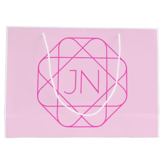Cool Monogram, Hip Logo Style | Roze en magenta Groot Cadeauzakje (Achterkant)