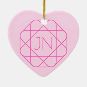 Cool Monogram, Hip Logo Style   Roze en magenta Keramisch Ornament