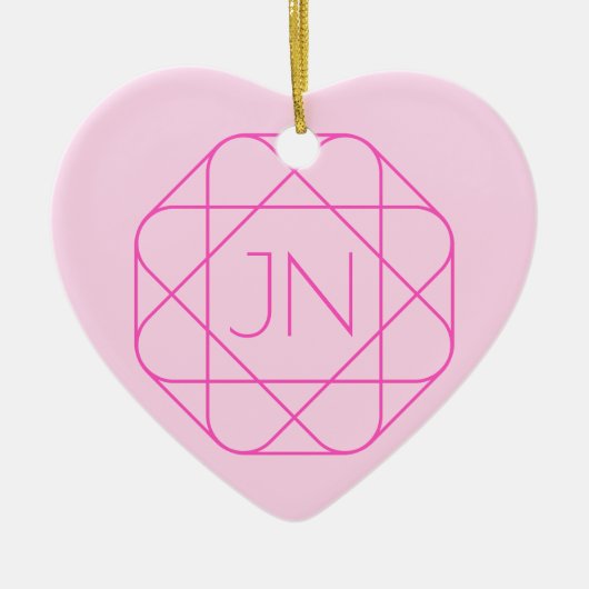 Cool Monogram, Hip Logo Style | Roze en magenta Keramisch Ornament (Voorkant)