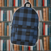 Cool Monogram Initialen Blue Gingham Buffalo Check Bedrukte Rugzak