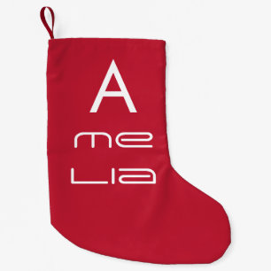 Cool Monogram Name Typografie Red Kerstmis Kleine Kerstsok